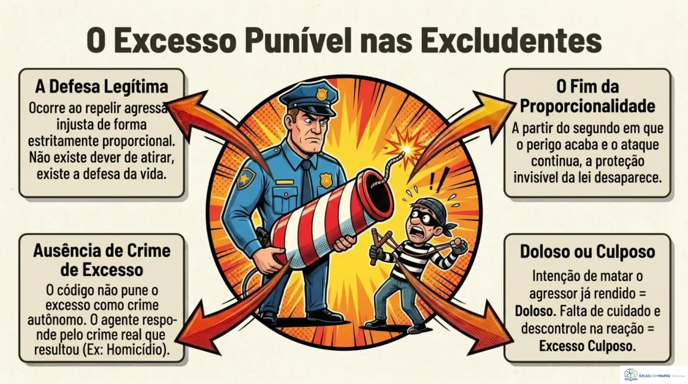 Mapa mental: O Excesso Punível nas Excludentes