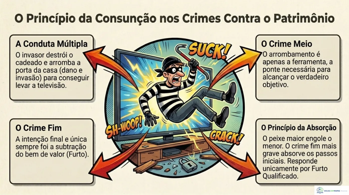 Exemplo de mapa mental: O Princípio da Consunção nos Crimes Contra o Patrimônio
